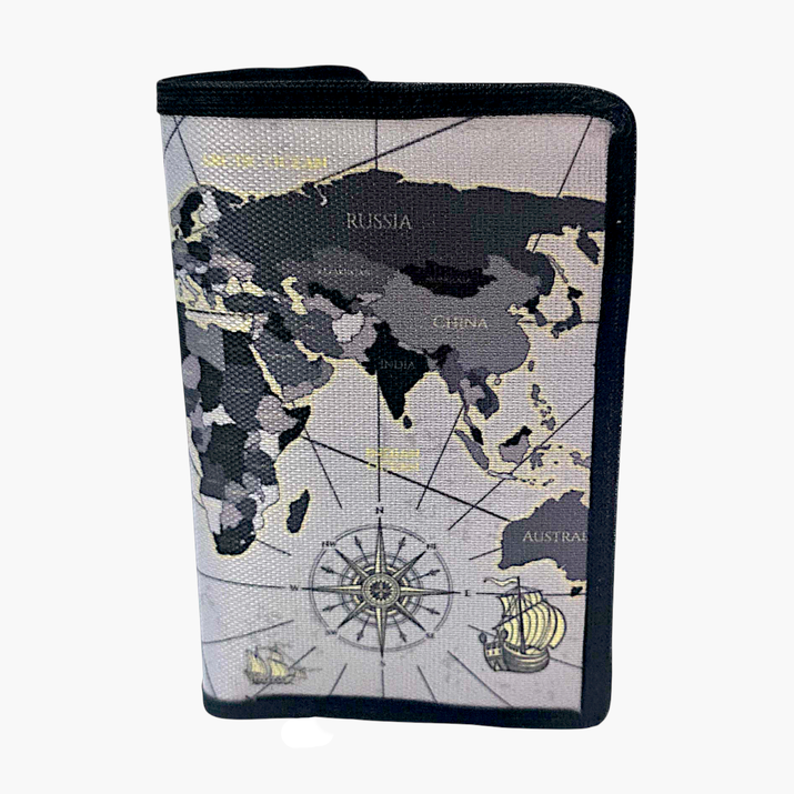 PORTAPASAPORTE / PORTADOCUMENTOS - MAPA GRIS